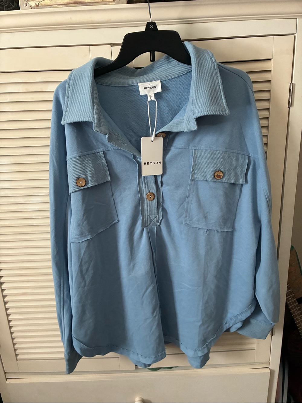 Heyson Women's Light Blue Button-Front Sweatshirt